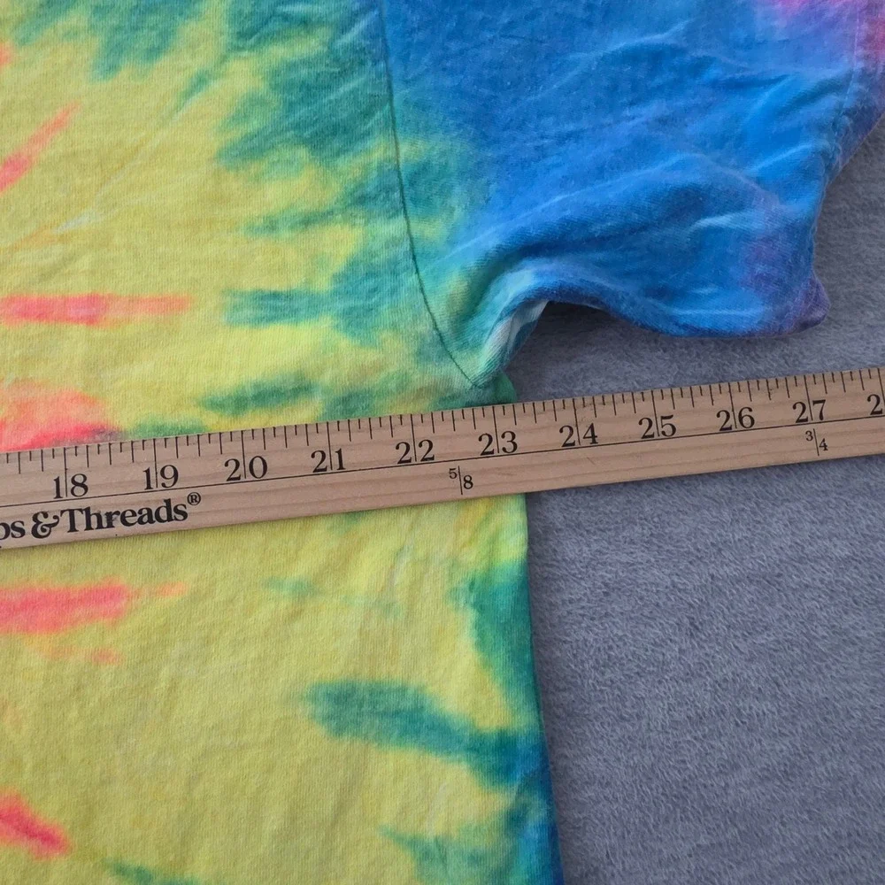 Hanes Heavyweight Mens XL Tie Dye T-Shirt Rainbow Spiral Neon Pink Yellow Blue - Picture 5 of 6